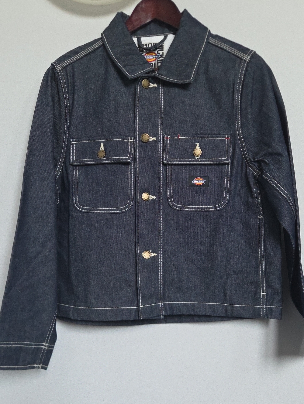 Dickies Women's Dark Blue Denim Jacket- Contrast Stitching 100 Year Spec Edition